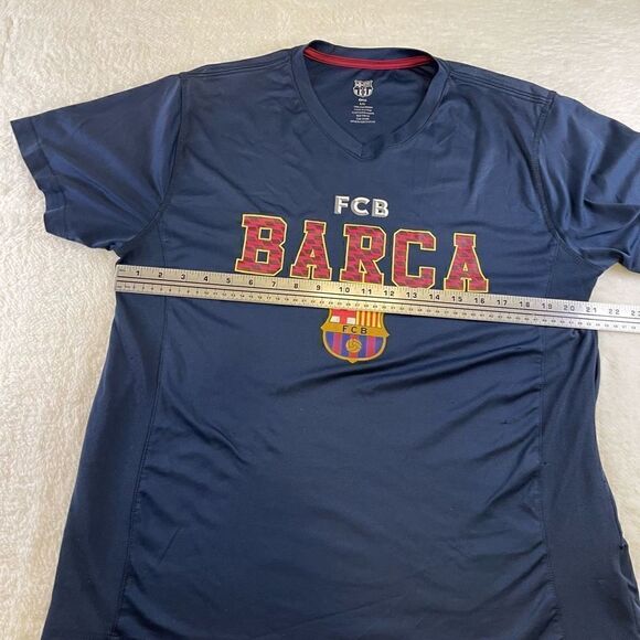 Blue Large Barcelona FC Barca FCB V Neck T-Shirt - Picture 7 of 14